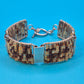 Vintage Armband gewebt mit Glasperlen und Knebelverschluss in Braun-Gold