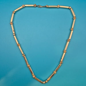 Vintage Goldfarbene Stab-Kette mit Struktur-Elementen