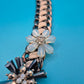 Vintage Statement-Kette mit floralen Kristallen und geflochtenem Band