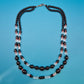 Vintage Statement-Kette zweireihig mit schwarzen und klaren Perlen