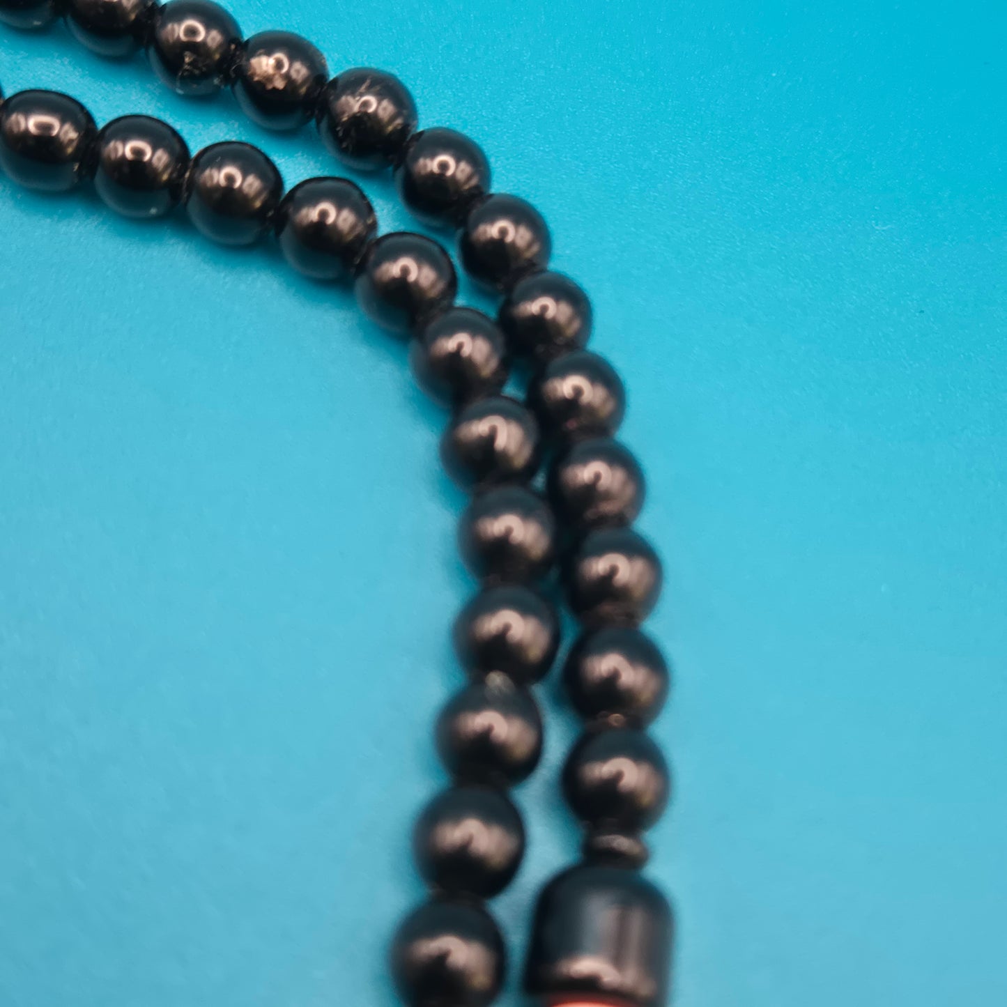Vintage Statement-Kette zweireihig mit schwarzen und klaren Perlen