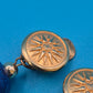 Vintage Ohrclips mit goldfarbenem Sonnen-Motiv und blauen Perlen