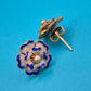 Vintage Emaille Blumen-Ohrstecker in Blau-Weiß Goldfarben