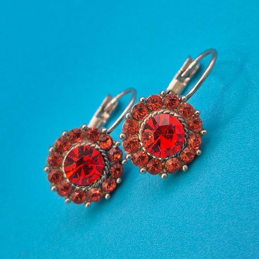 Vintage Ohrringe mit strahlenden orangefarbenen Zirkonia-Steinen