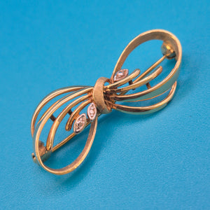 Elegante Vintage-Brosche in Schleifenform mit Zirkonia-Akzenten