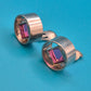 Vintage Ohrclips Geometric Modernismus Silber mit Violett-Schimmer