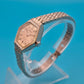 Vintage DUGENA Quartz Damenuhr Sechseck-Gehäuse mit Strukturarmband