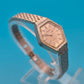 Vintage DUGENA Quartz Damenuhr Sechseck-Gehäuse mit Strukturarmband