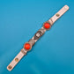Boho Vintage Lederarmband mit Korallen-Optik und Strass-Element