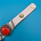 Boho Vintage Lederarmband mit Korallen-Optik und Strass-Element