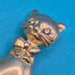 Vintage Katzen Brosche Goldfarben mit Strasssteinen