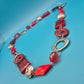 Vintage Statement Kette Rote Glasperlen Silber Design Akzente Boho Modeschmuck