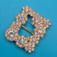 Vintage Strass-Gürtelschnalle quadratisch goldfarben mit Kristallbesatz