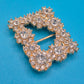 Vintage Strass-Gürtelschnalle quadratisch goldfarben mit Kristallbesatz
