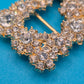 Vintage Strass-Gürtelschnalle quadratisch goldfarben mit Kristallbesatz