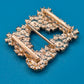 Vintage Strass-Gürtelschnalle quadratisch goldfarben mit Kristallbesatz