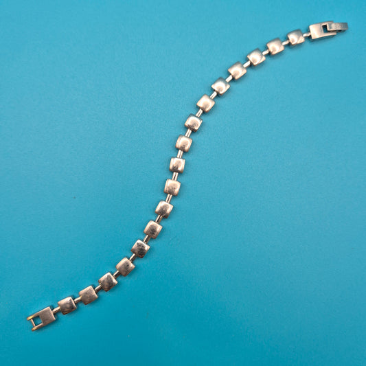 Minimalistisches Vintage Armband mit quadratischen Elementen - Silberfarben