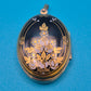 Vintage Medaillon Anhänger schwarz-gold Art Déco Design floral
