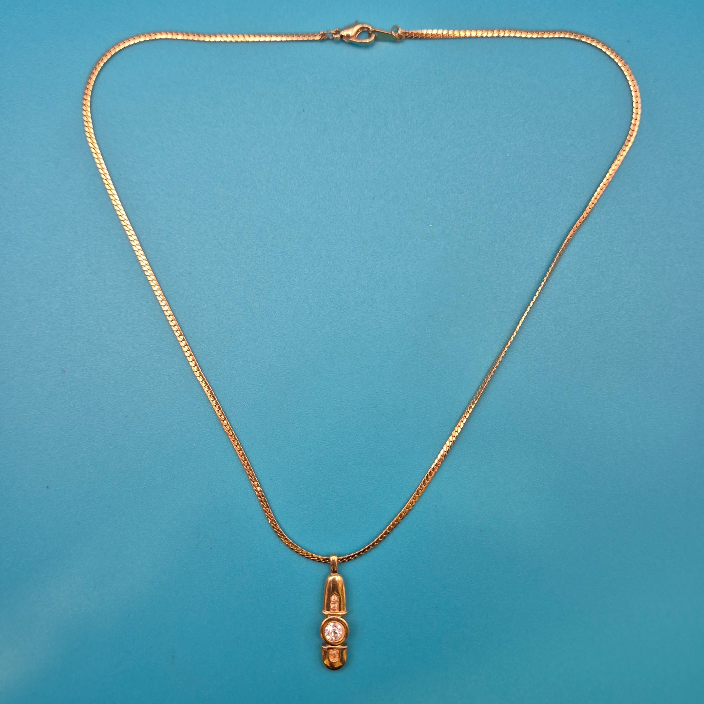 Edle Vintage Goldkette mit modernem Kristall-Anhänger
