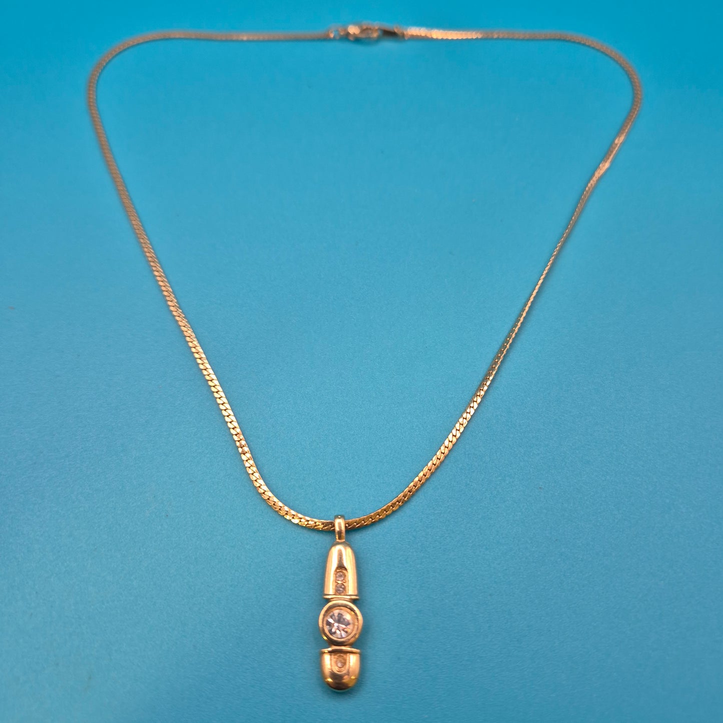 Edle Vintage Goldkette mit modernem Kristall-Anhänger