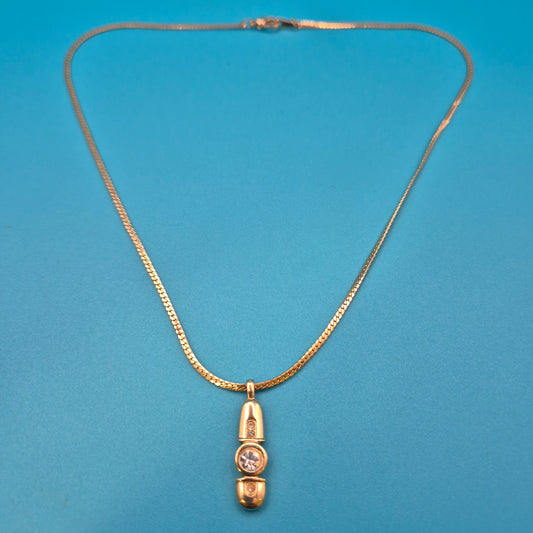 Edle Vintage Goldkette mit modernem Kristall-Anhänger