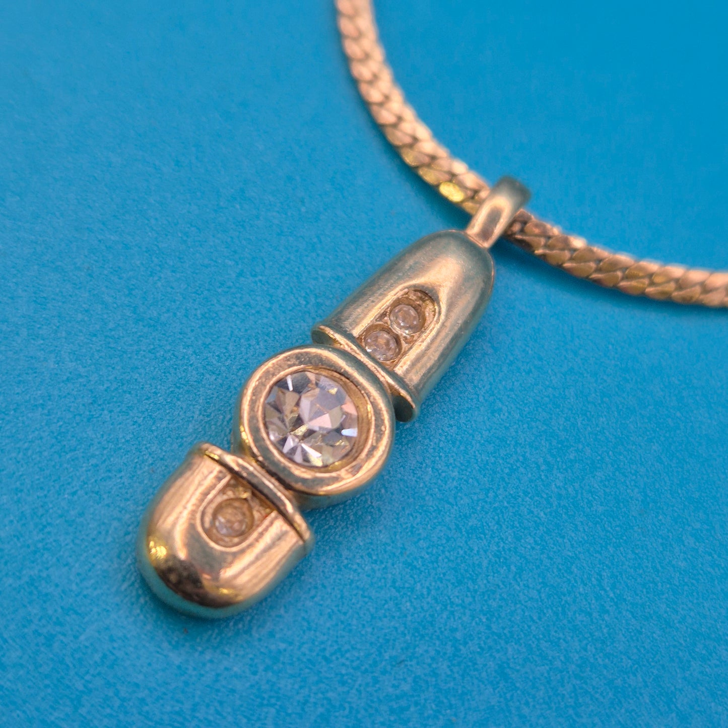Edle Vintage Goldkette mit modernem Kristall-Anhänger