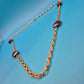 Elegante Vintage Goldfarbene Kette mit facettierten Schmucksteinen