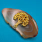 Vintage Achat-Brosche Goldfarben Baum-Design Naturstein Unikat