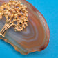 Vintage Achat-Brosche Goldfarben Baum-Design Naturstein Unikat