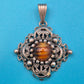 Vintage Silber Filigran Anhänger mit gestreiftem Schmuckstein