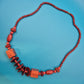 Vintage Holz-Statement-Kette mit geometrischen Akzenten