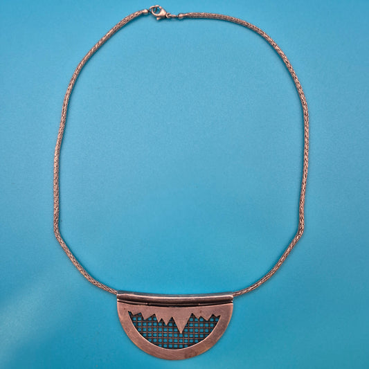 Vintage Statement-Kette mit architektonischem Halbmond-Anhänger