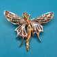 Vintage Fee Brosche mit Strasssteinen und goldfarbenen Akzenten