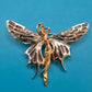 Vintage Fee Brosche mit Strasssteinen und goldfarbenen Akzenten