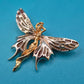 Vintage Fee Brosche mit Strasssteinen und goldfarbenen Akzenten