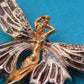 Vintage Fee Brosche mit Strasssteinen und goldfarbenen Akzenten