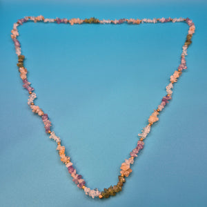 Vintage Splitterstein-Kette mit Amethyst, Rosenquarz & Peridot