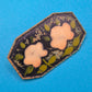 Vintage Emaille-Brosche mit Blumenmotiv in Goldton
