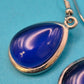 Vintage Ohrringe Tropfen-Design Tiefblau Emaille Silberton