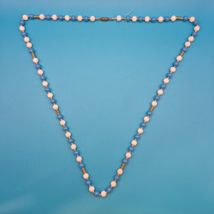 Vintage Perlenkette in Blau und Weiß mit goldenen Akzenten