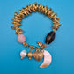 Vintage Statement-Armband mit Charms Mond Herz Edelsteine Goldton