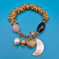 Vintage Statement-Armband mit Charms Mond Herz Edelsteine Goldton