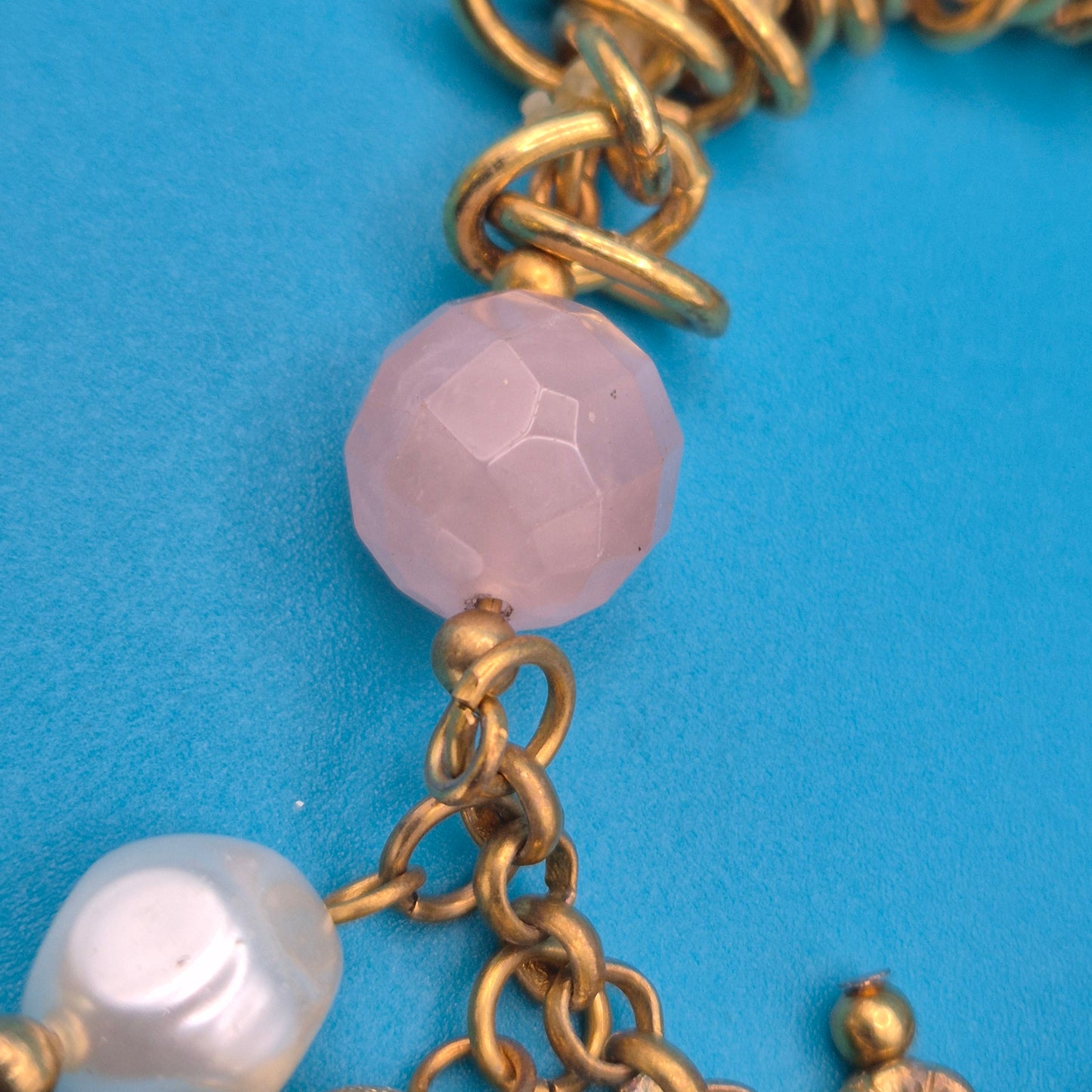 Vintage Statement-Armband mit Charms Mond Herz Edelsteine Goldton