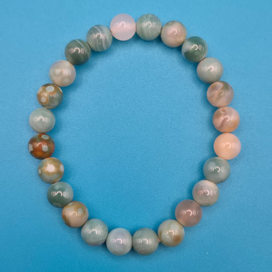 Vintage Edelstein-Armband aus geschliffenen Achat-Perlen Naturstein