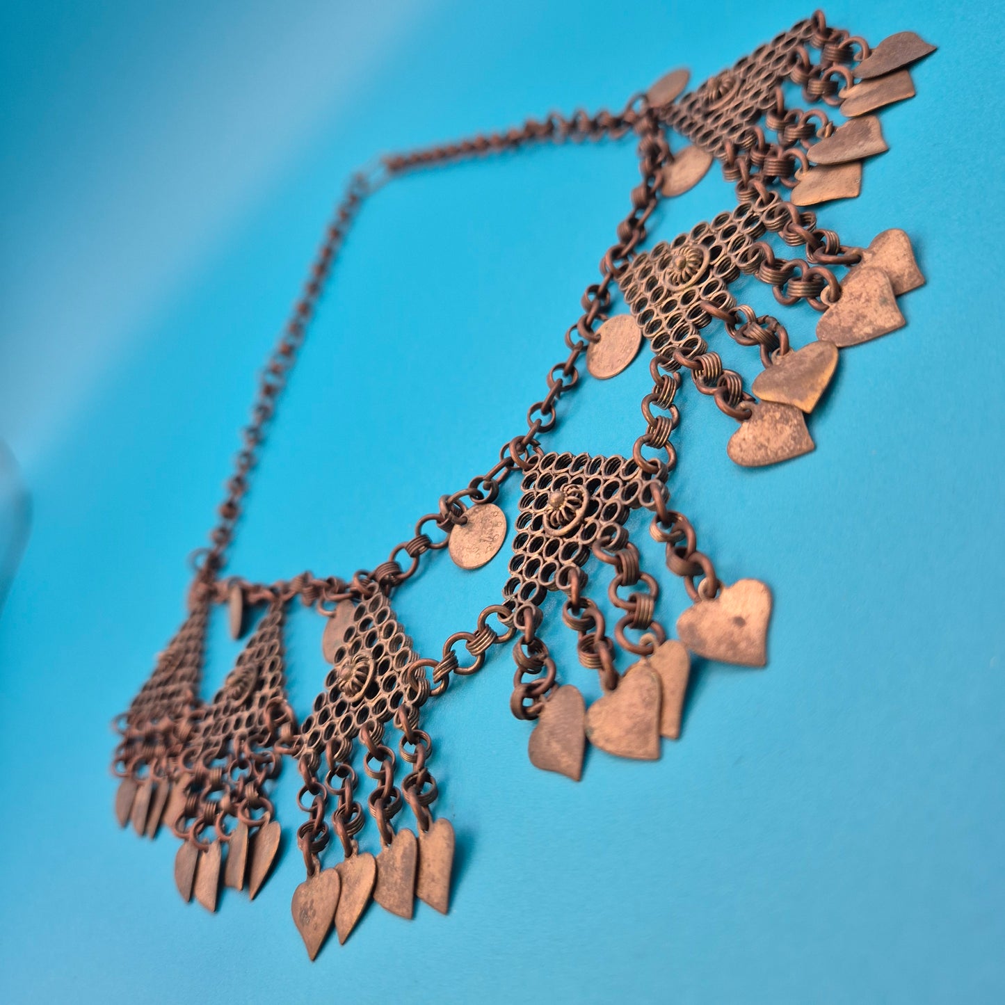 Vintage Ethno-Kette im orientalischen Stil mit Dreiecks-Anhängern