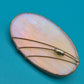 Vintage Glas Brosche Ovale Form mit Kupferdraht Applikation Irisierend