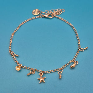 Filigranes Vintage Armband mit maritimen Anhängern - Goldfarben