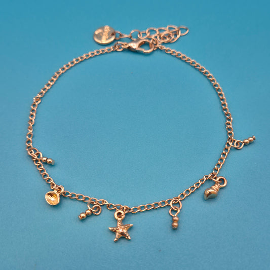 Filigranes Vintage Armband mit maritimen Anhängern - Goldfarben