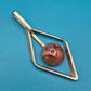 Vintage Anhänger geometrisch mit Achat Cabochon silberfarben
