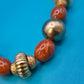 Vintage Statement-Kette mit braunen Glanzperlen und goldenen Akzenten